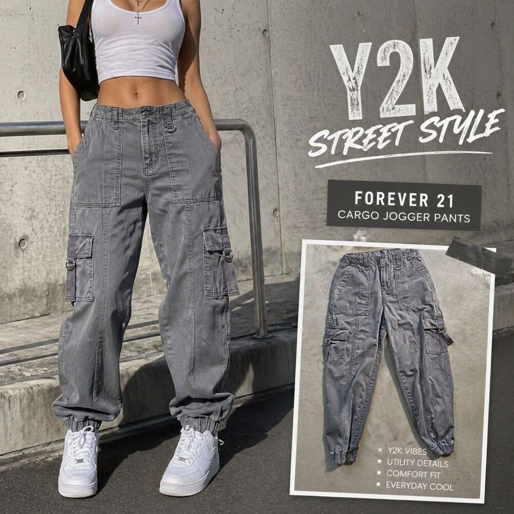 Forever 21 Gray Cargo Jogger Pants